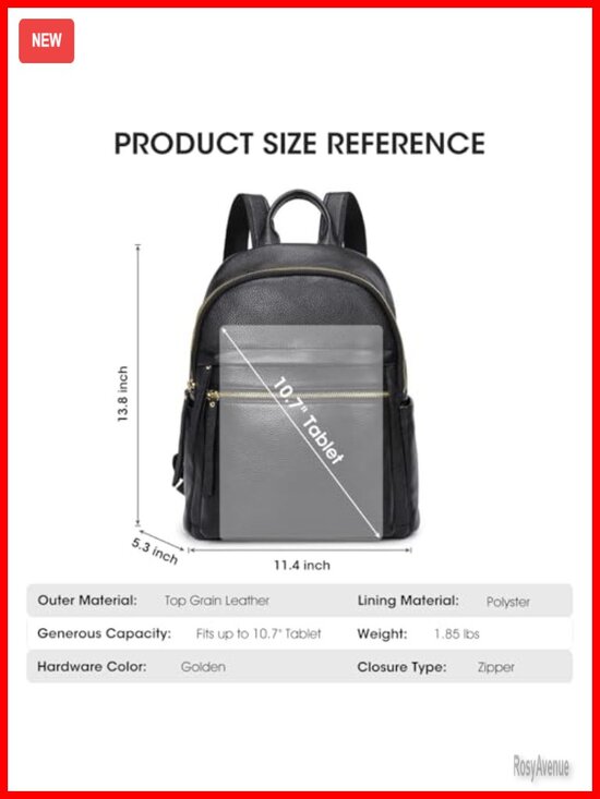 Genuine Leather Backpack Purse Women Medium Soft Daypack Adjustable Straps Work main image 6